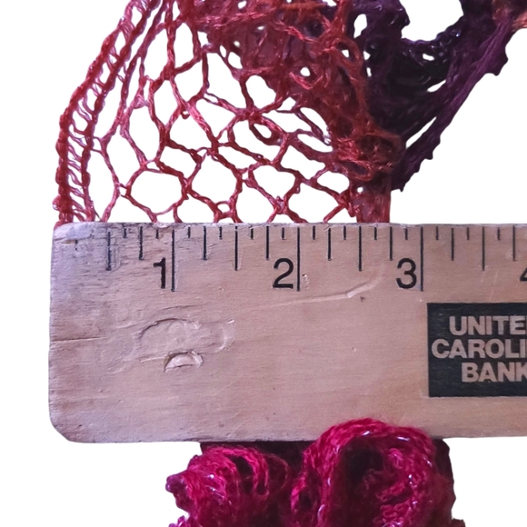 Handmade Ruffled Scarf. Orange, red and brown - Picture 6 of 6